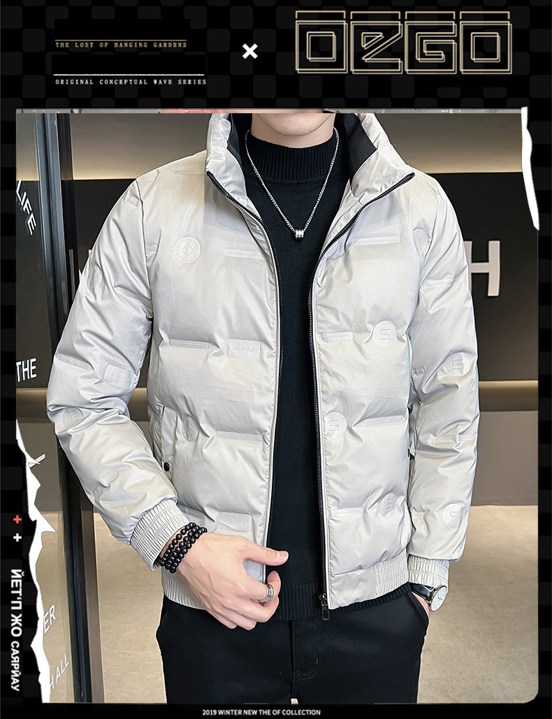 Piumino Giacca da uomo Autunno e inverno Giacca in cotone da uomo di tendenza con colletto in piedi casual di nuova moda_voghion.com