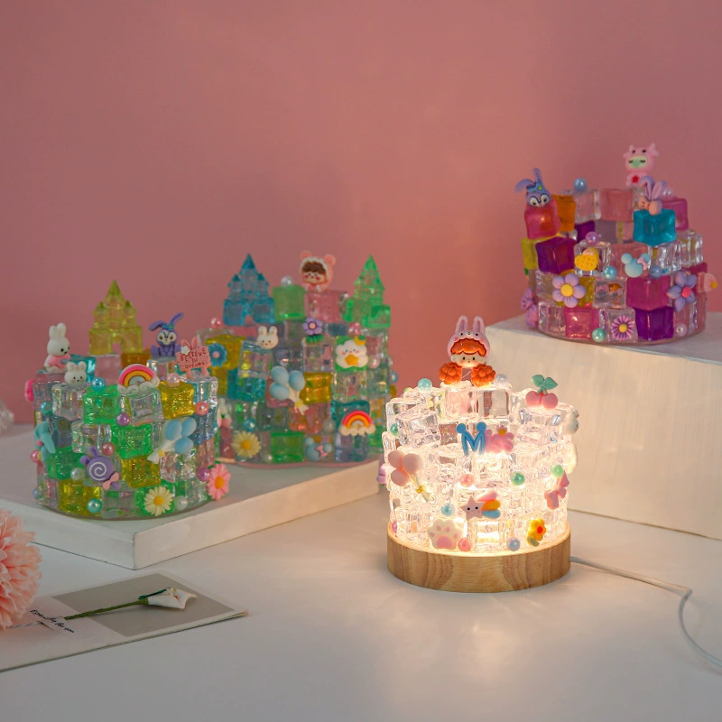 DIY симулятор кубиков льда смола хрустальный замок еда игра акриловая прозрачная светящийся 18 мм ювелирные аксессуары оптом
