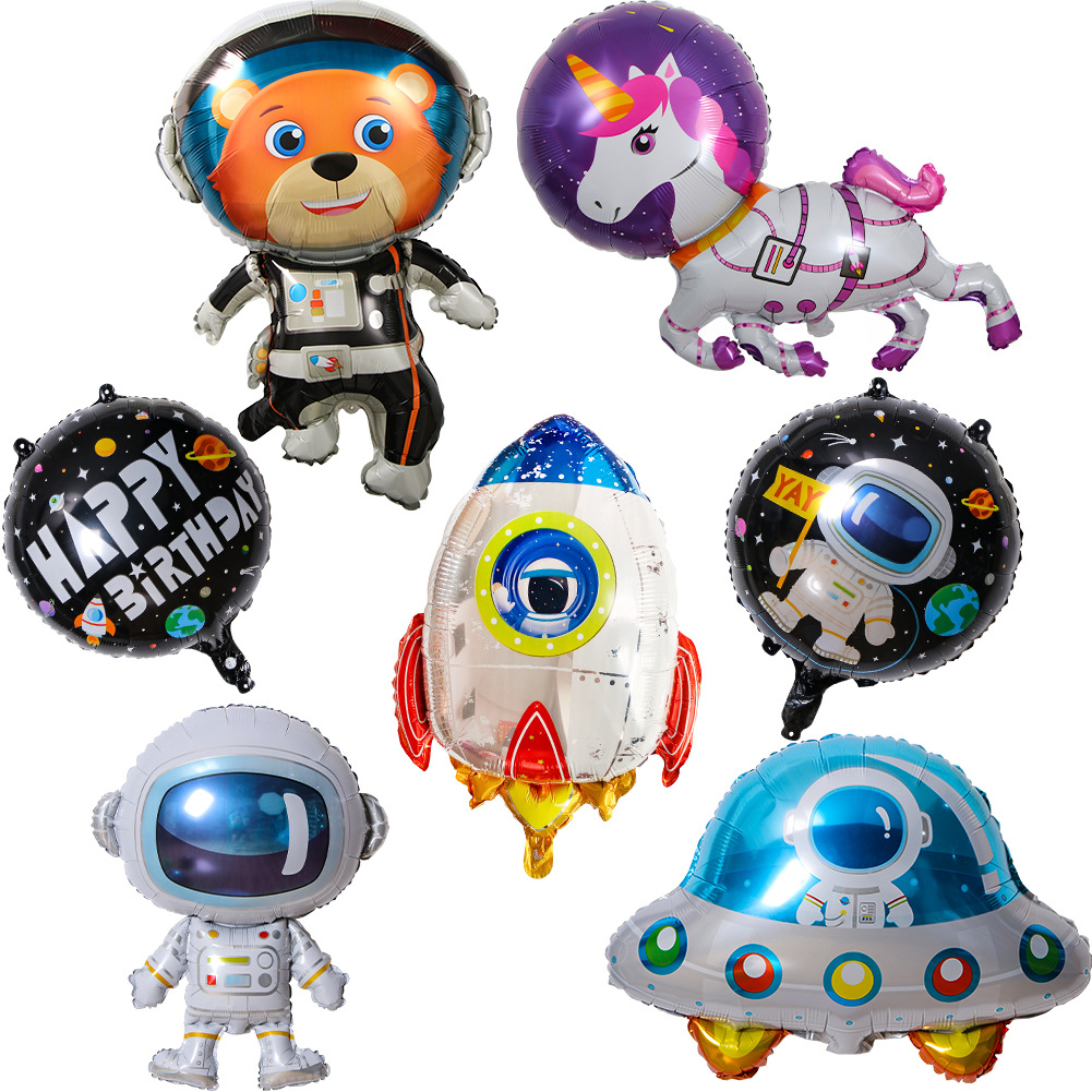Globo del astronauta globo redondo de 18 pulgadas decoración de fiesta de cumpleaños para niños al por mayor astronauta UFO 61 globo