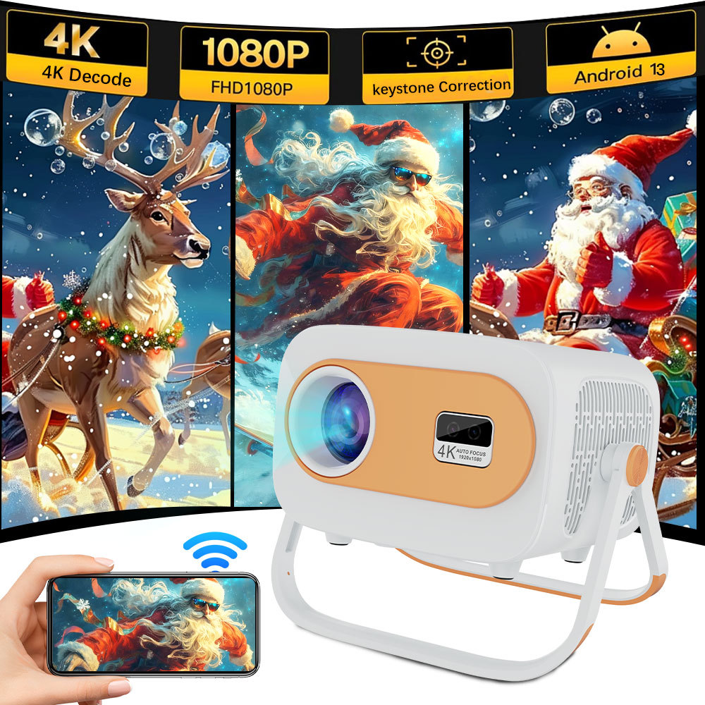 Jy325 Hd Projector for Home Bedroom Wall Projection Dual Wifi Bluetooth Android 13 Portable Projector