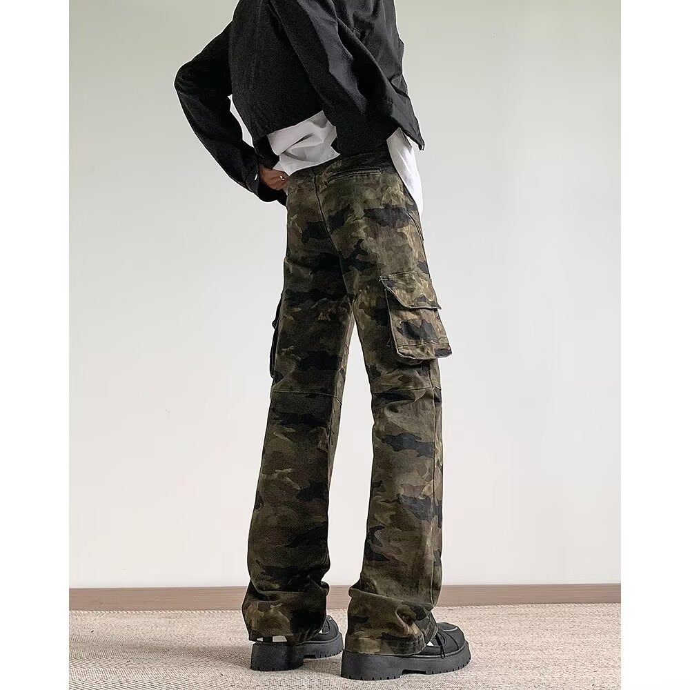 Pantalones de Mezclilla Camuflados para Hombre de Algodón, Cintura Alta, para Uso Diario