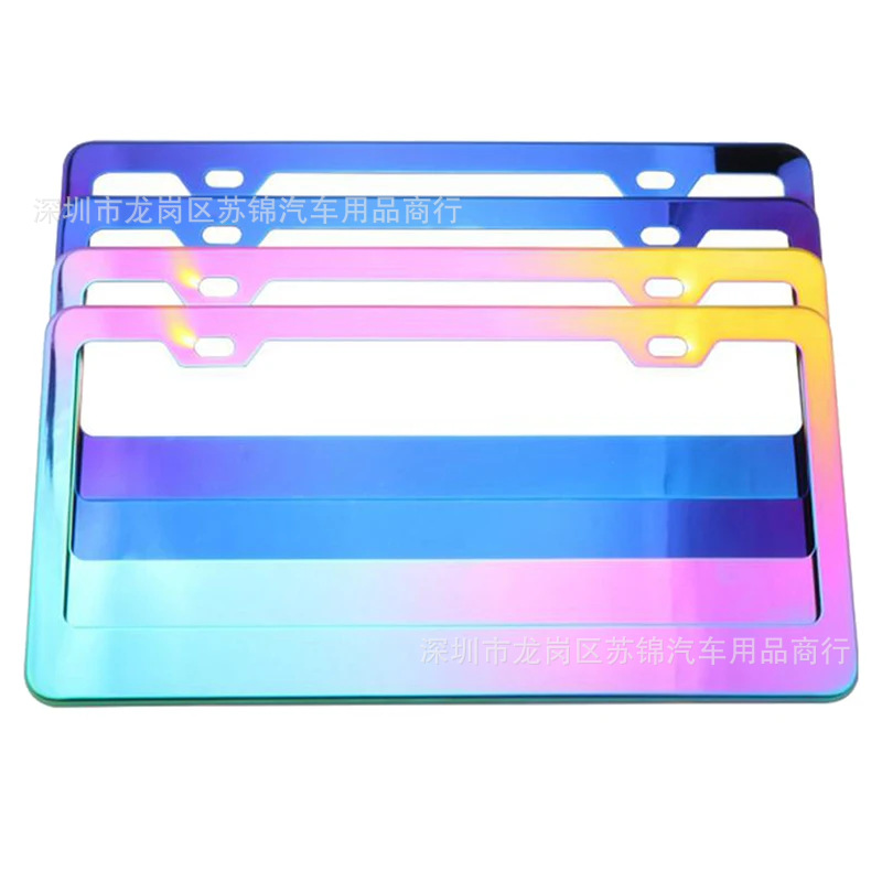 Cross-Border Amazon Ebay Popular Car American Standard Spray Plastic Black License Plate Frame American Standard Stainless Steel License Plate Frame
