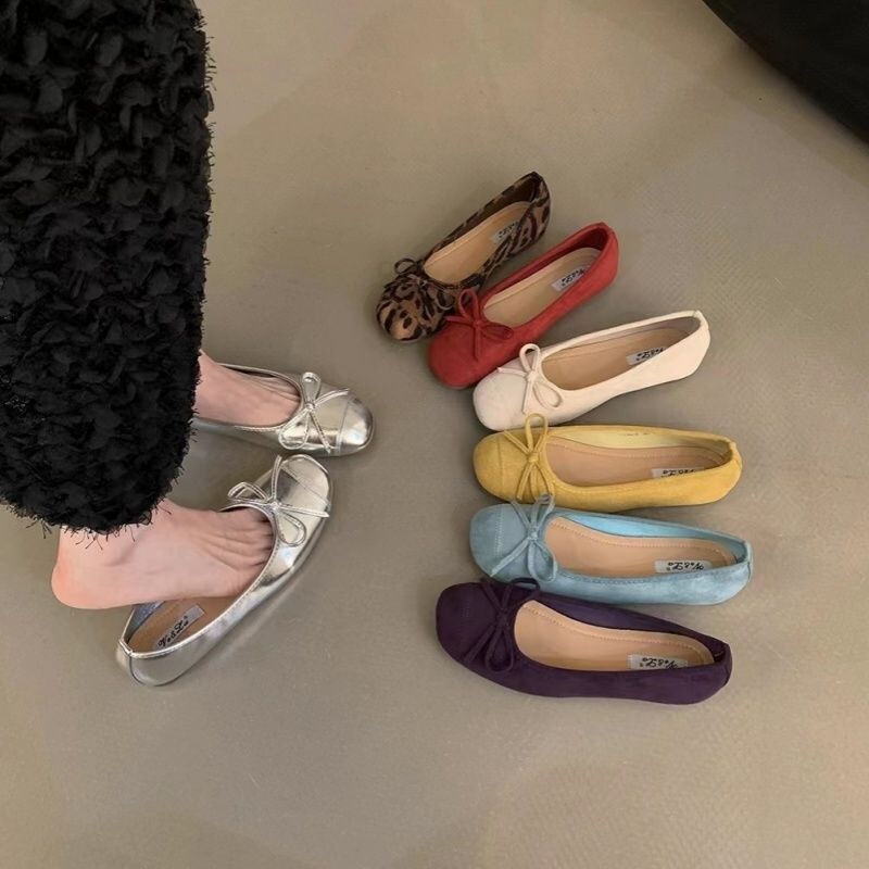 French-Style Bowknot Round-Toe Ballet Shoes, Fairy Shoes, Flat-Soled Gentle Evening Shoes, New Summer Style Women's Small Single Shoes