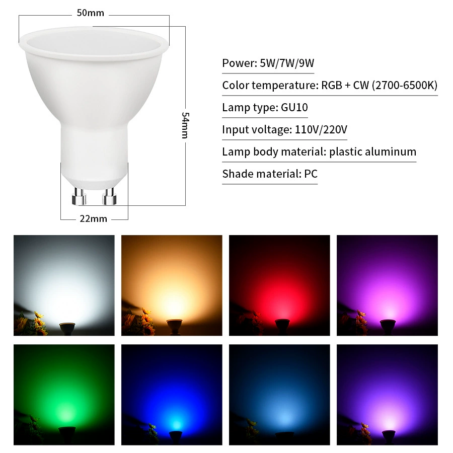 Graffiti WiFi Smart GU10 Cup RGBCW Lighting Toning Sound Sound Light Support Alexa Speaker Control