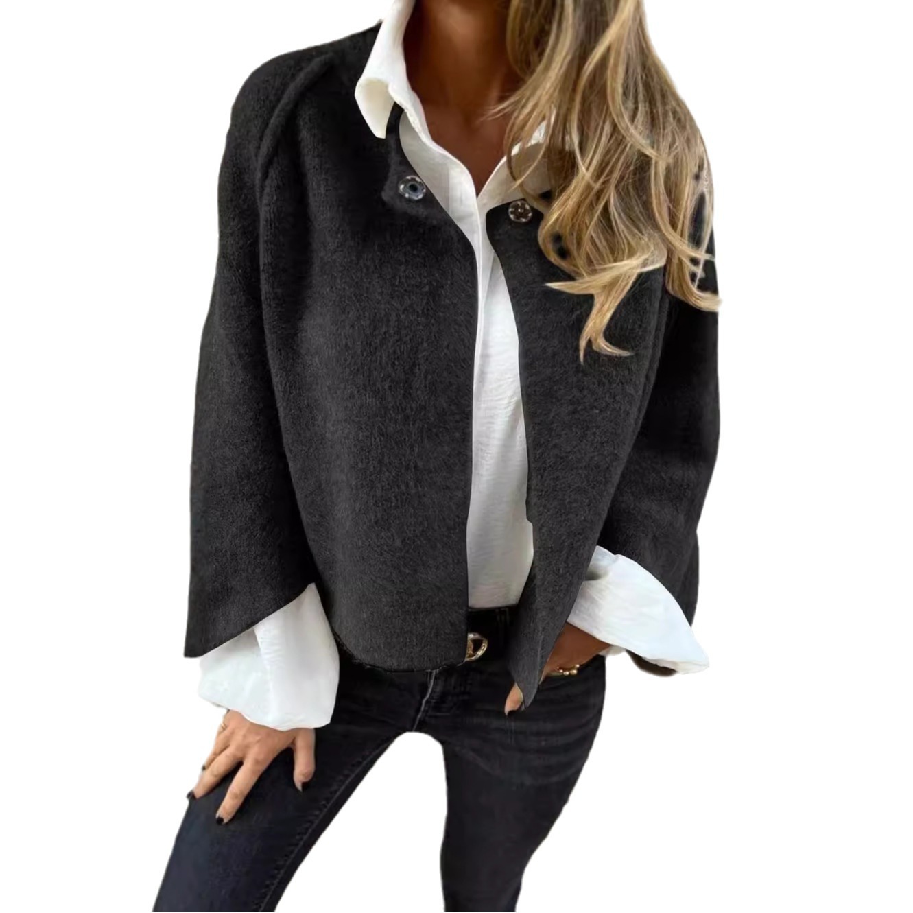 Women's Autumn Winter Short Loose Casual Long Sleeve Polyester Blend Knit Top - Soft Comfortable Stretchy Tunic Sweater For Daily Wear_voghion.com