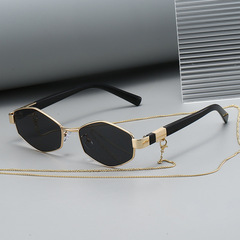 时尚多边形太阳镜女欧美带链条墨镜女跨境批发sunglasses