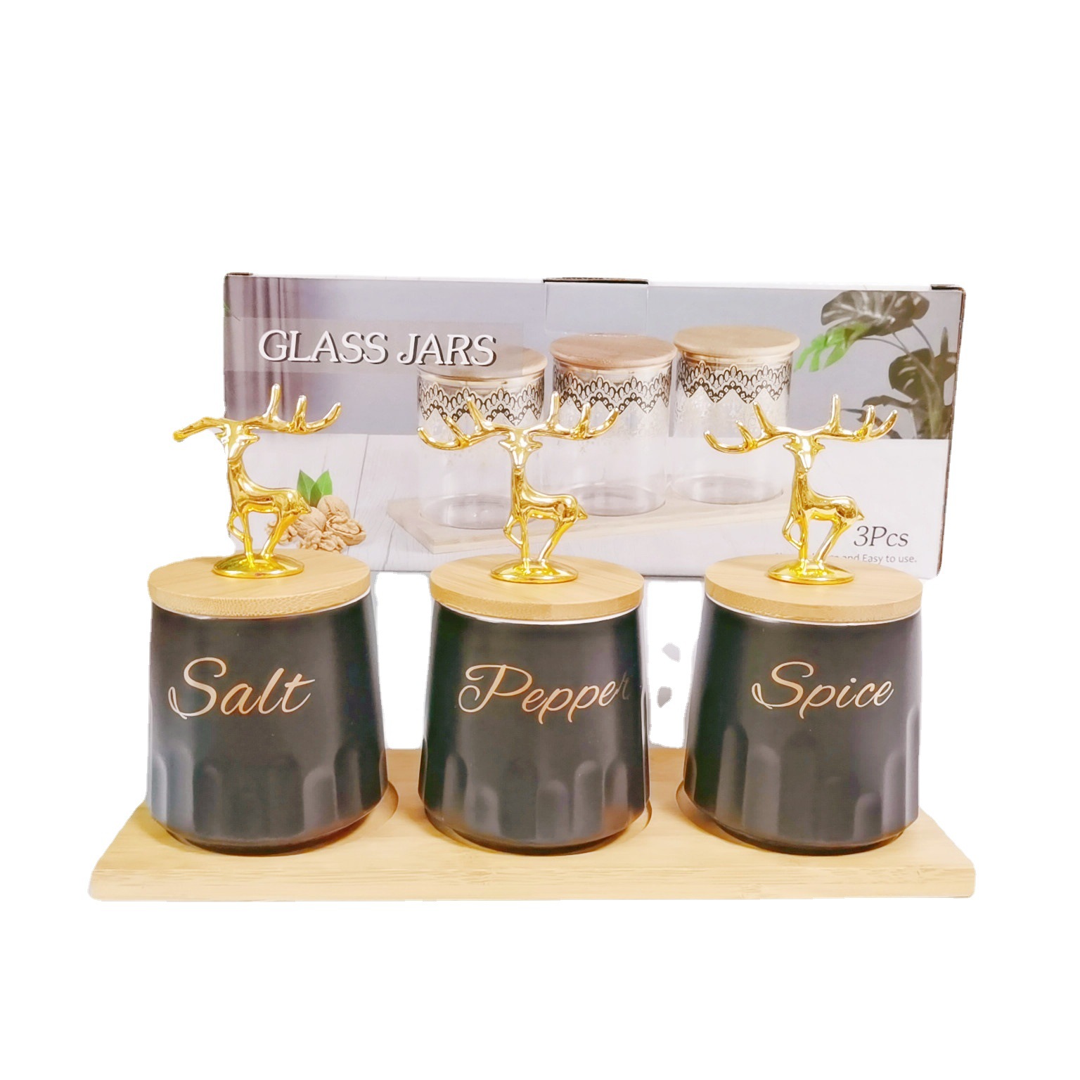 Exportación transfronteriza cerámica sellado tarro traje cocina condimento tarro multi-grano almacenamiento tarro café tarro de té tarro de azúcar