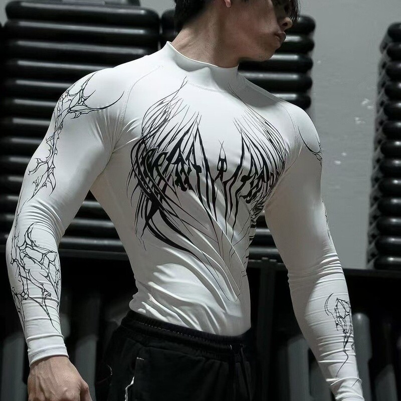 Breathedivinity Venom Dragon Horn Long-Sleeved American Sports Fitness Men's Compression Clothing Quick-Drying Stretch Top
