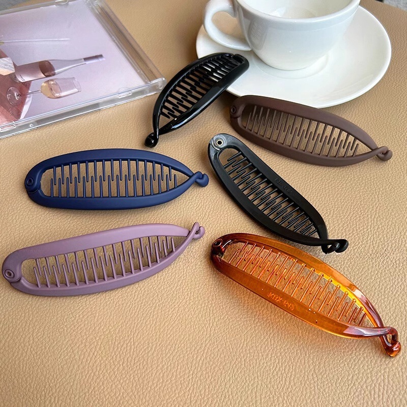 2025バナナクリップの新型シンプルなフロストポニーテールのヘアピンの女性魚クリップの後頭部のヘアピン|undefined