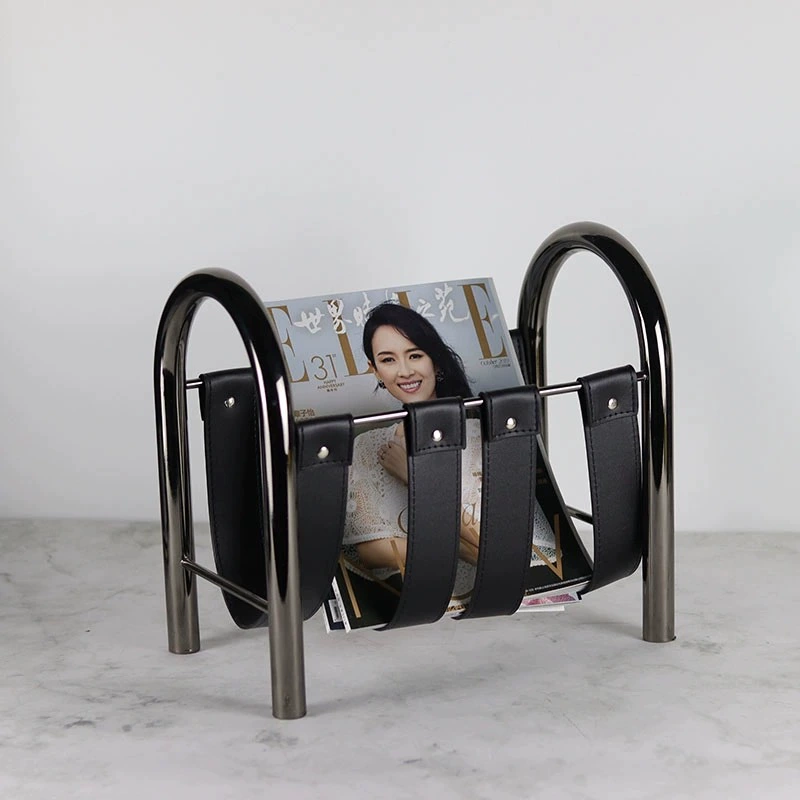 Легкая Роскошная современная металлическая кожаная рамка для журнала газетная стойка для учебы креативная портативная Книжная Полка Стеллаж для хранения