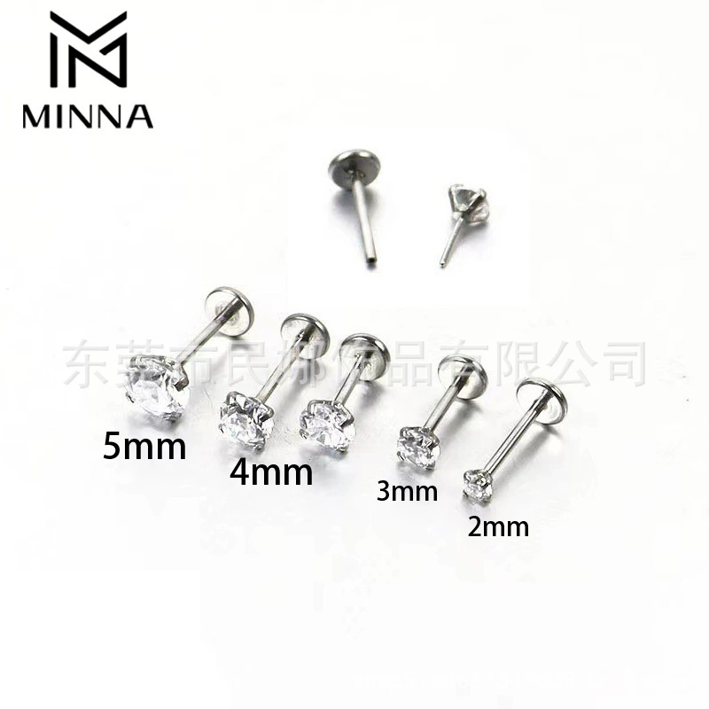 16G/18G титановая стальная шпилька для пирсинга губы, уха, языка, круглая окисленная вставка с цирконом AAA, ювелирное украшение для пирсинга