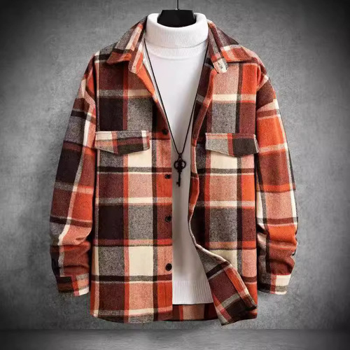 Elastic Bamboo Joints Autumn/Winter Slimming TEMU SHEIN Bestselling Flannel Grid Long-Sleeve Fringe
