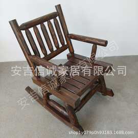 安吉信诚花园圆棒碳化摇椅庭院防腐木碳化单人摇椅rocker chair