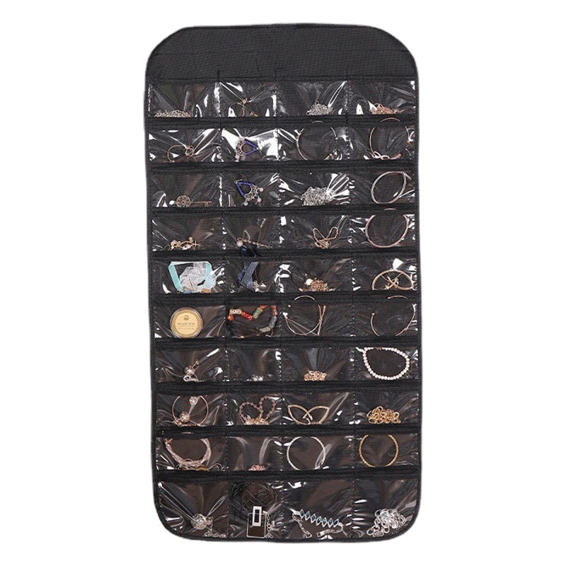 Bolsa de almacenamiento de joyas no tejidas de doble cara 80 artículos de joyería de rejilla que organizan almacenamiento bolsa colgante bolsa de almacenamiento de artículos pequeños
