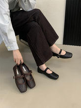 韩版2025年秋季新款编织平底浅口单鞋女百搭休闲平跟奶奶鞋女
