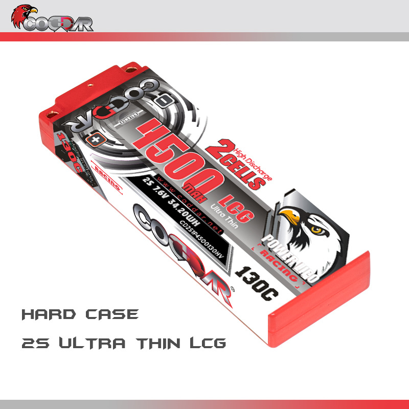 鹰氪CODDAR 4500MAH 2S 7.6V HV 130C RC车模1/10长薄款锂电池LCG