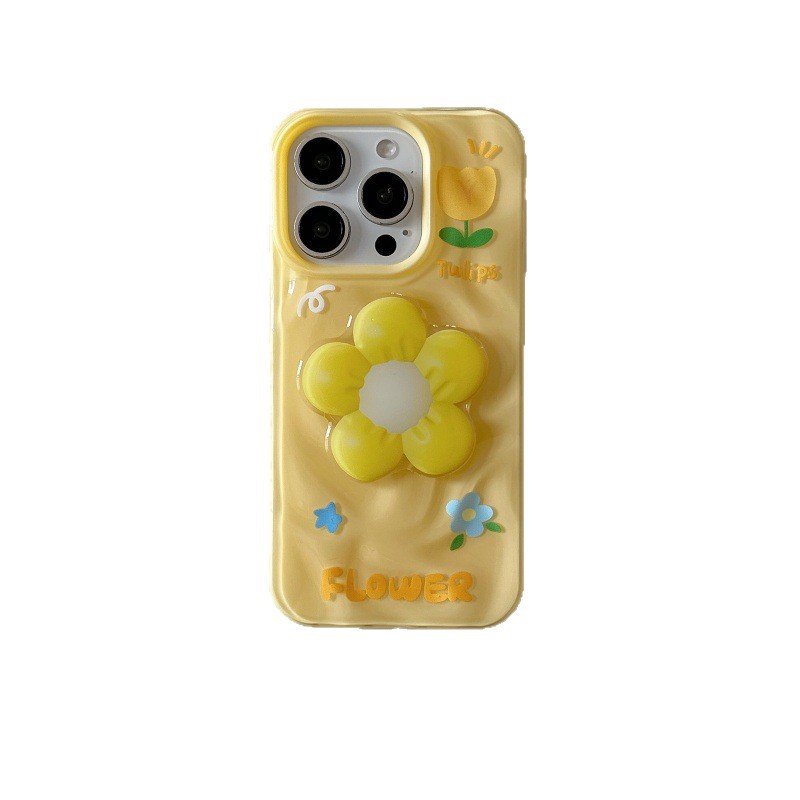 Nuevas flores tridimensionales plisadas ins para iPhone16ProMax Apple 14/15 funda para teléfono móvil 13 mujeres 15PM