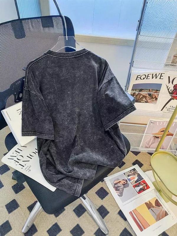 高品質 230 グラムヨーロッパとアメリカのヒップホップトレンディなブランド半袖 T シャツ女性の大きいサイズルーズオーバーサイズウォッシュブラック|undefined