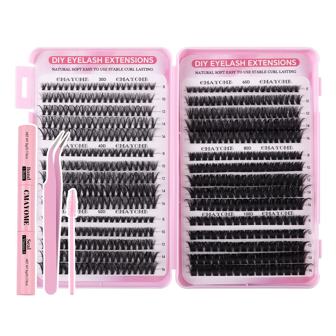 Estilo explosivo transfronterizo 640 racimos de bricolaje de un solo racimo de pelo de flor 9-16mm conjunto de extensión de pestañas postizas segmentadas curvas D gruesas naturales