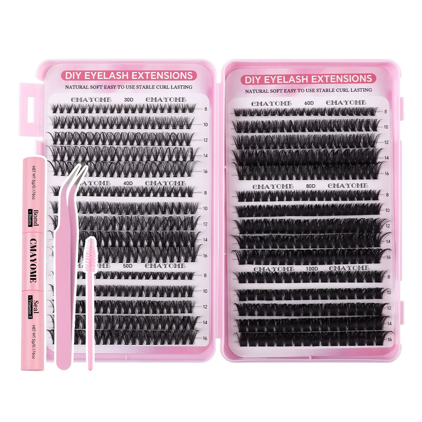 Dense False Eyelash Set DIY, Individual Cluster Lashes 16 mm — Multi‑configuration Kits