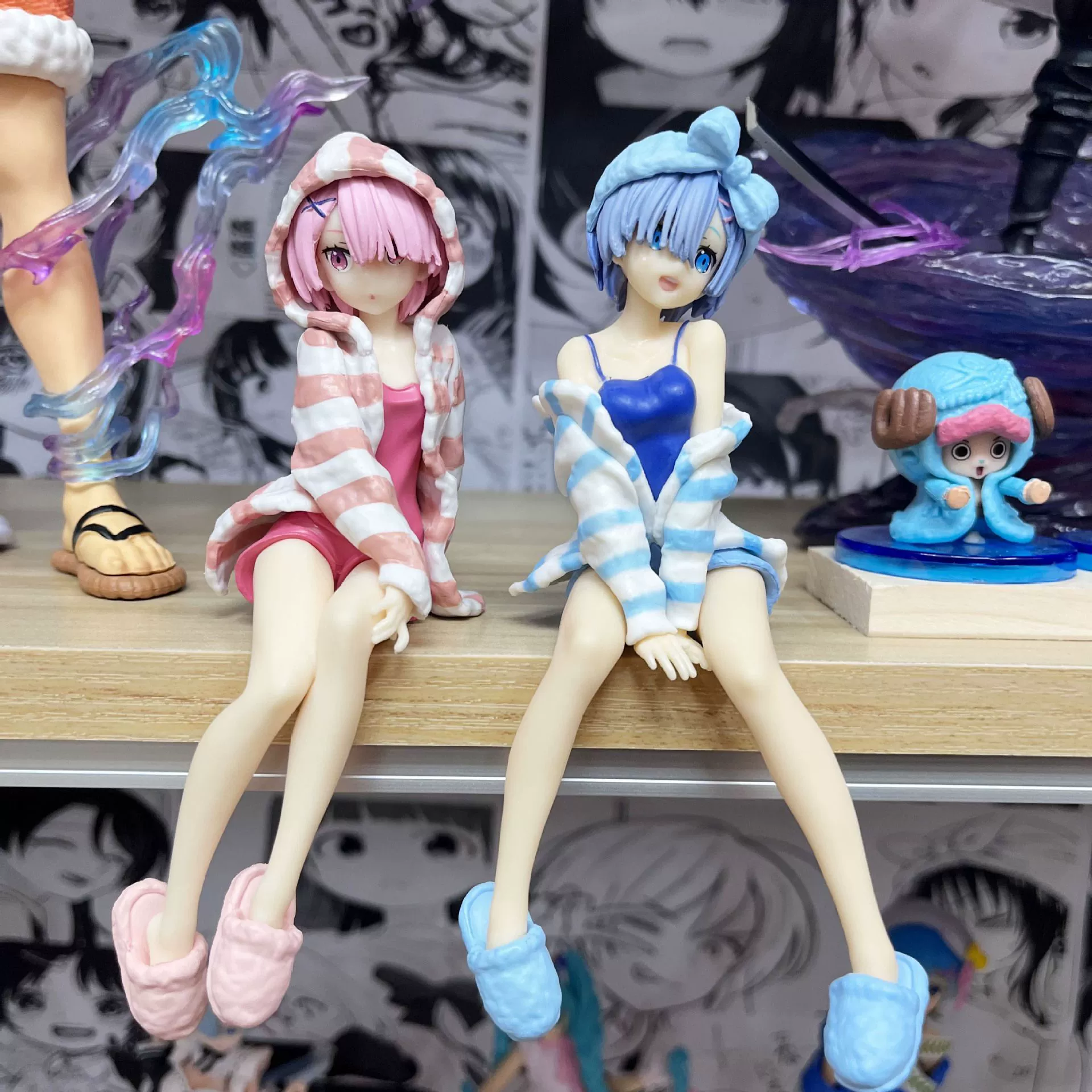 Фигурки Re:Zero — Рам и Рем «домашняя» с чашей лапши, 15 см и 7 см