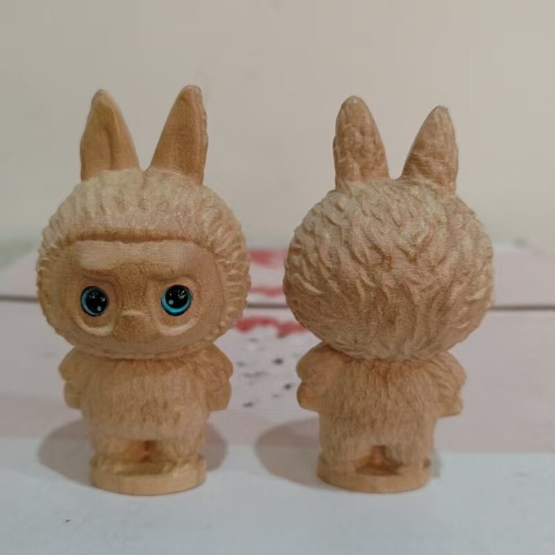 拉布布桃木雕刻工艺品创意木雕木质摆件木雕小公仔手把件厂家批发|undefined