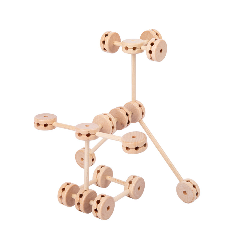 Weiweihu 60 bloques de construcción insertados, entrenamiento de imaginación tridimensional, bloques de construcción, iluminación de educación temprana para niños, juguetes de madera