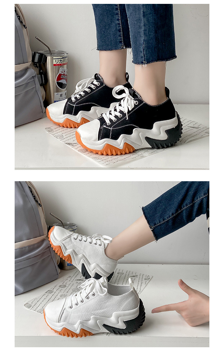 P Scarpe di tela dal taglio basso Donna Estate Nuova tavola Muffin con la suola spessa Papà a dente di sega Studentessa_voghion.com