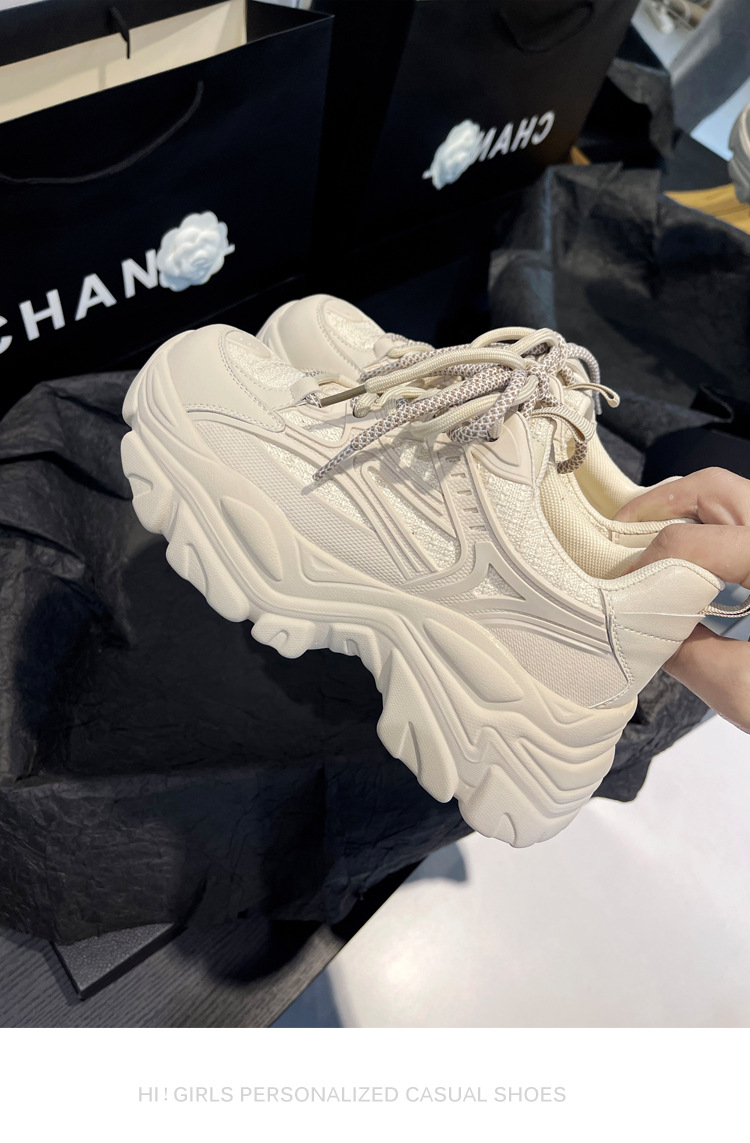 Spring Hot-Selling Dad For Women Fashionable Comfortable Thick-Soled Height-Increasing Sneakers Casual Versatile White_vogvips.com