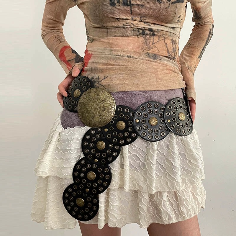 2024 New European And American Style Y2k Decorative Disc Waist Cover American Retro Subcultural Belt Women's Versatile Belt Trend_voghion.com