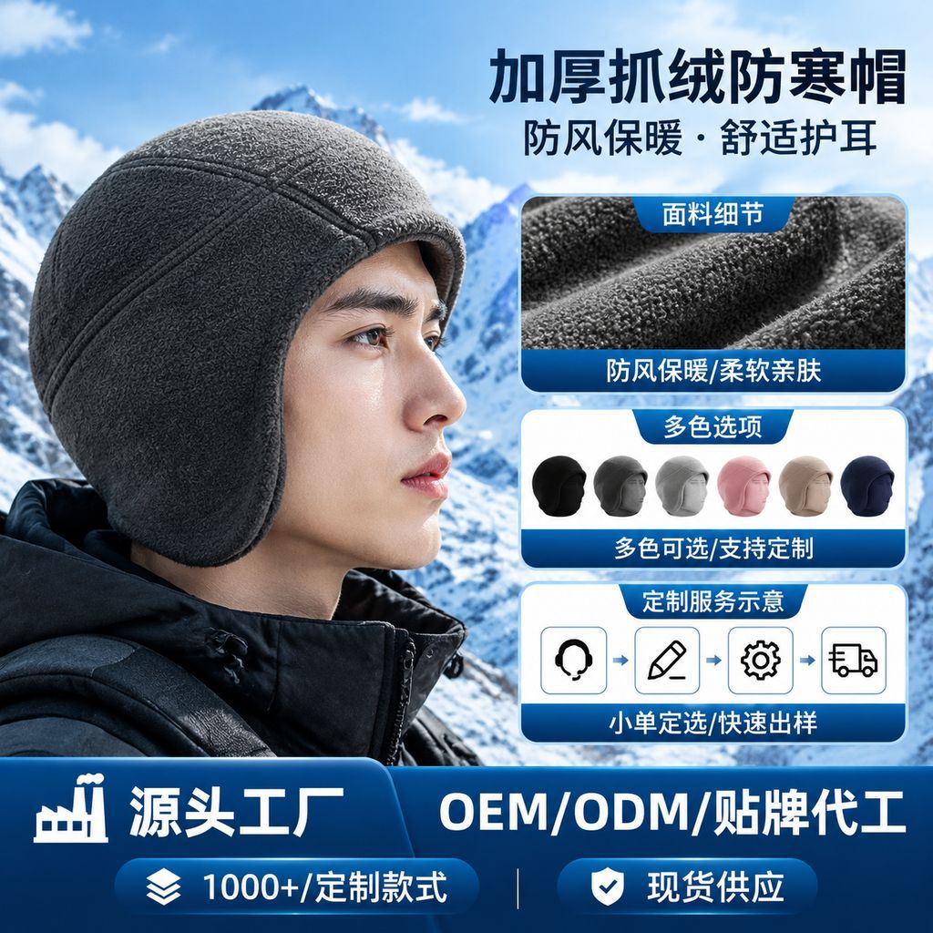 Autumn and Winter Outdoor Warm Hat, Polar Fleece Ear Protection Hat, Windproof and Cold-Proof Headgear, Lining Hat, Cycling Hat