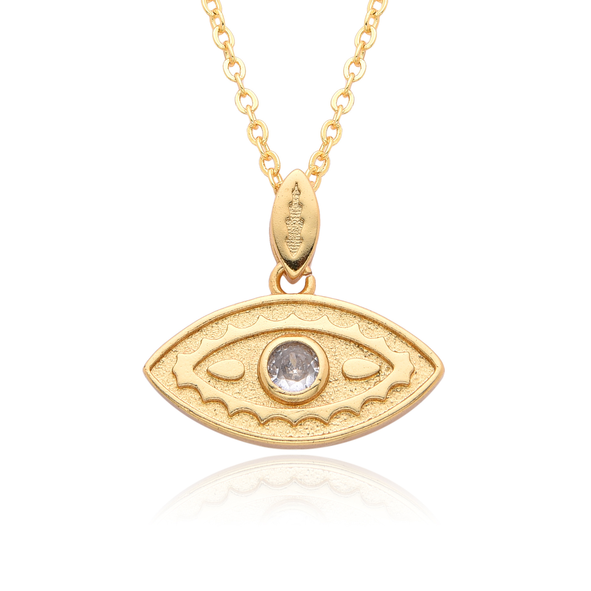 14g Weight 18K Gold Plated Plating Material Copper Pendant Material Zircon Inlay Material Pendant Necklace Classification Copper Chain Material cable chain Chain Type 1 Piece Quantity Daily Occasion Copper Material Geometric, Eye Pattern Women's Gender Hollow Out, Inlay Design Casual, Simple Style Style Copper 18K Gold Plated Hollow Out Inlay Geometric Eye Zircon Pendant Necklace 8