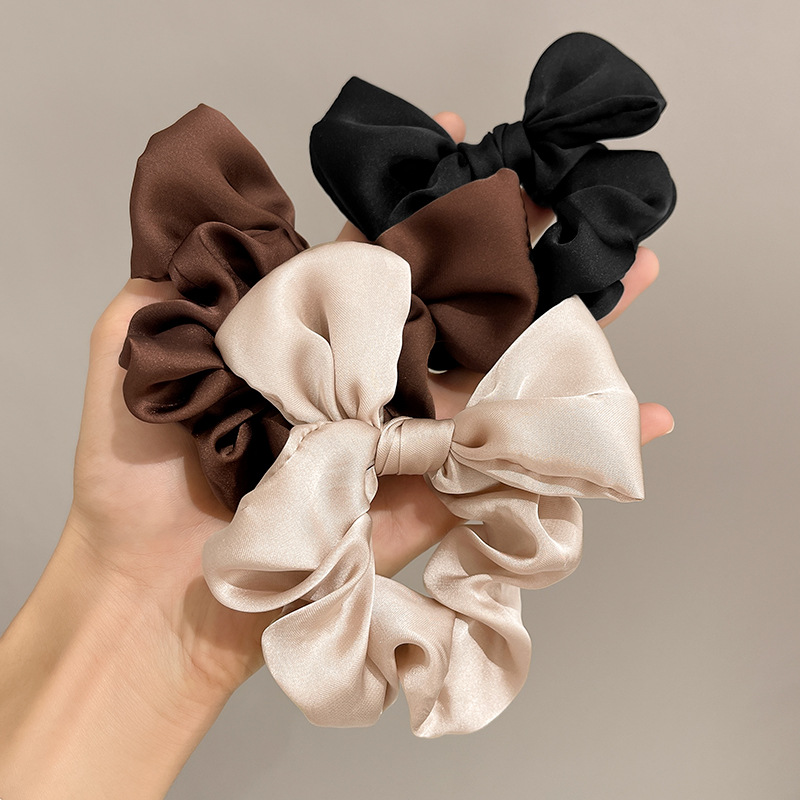 8g Weight Hair Tie Hair Accessories Type 1 Piece Quantity Holiday, Daily Occasion satin Material Solid Color, Bow Knot Pattern Women's Gender Sweet, Simple Style Style Women's Sweet Simple Style Solid Color Bow Knot Satin Hair Tie 2
