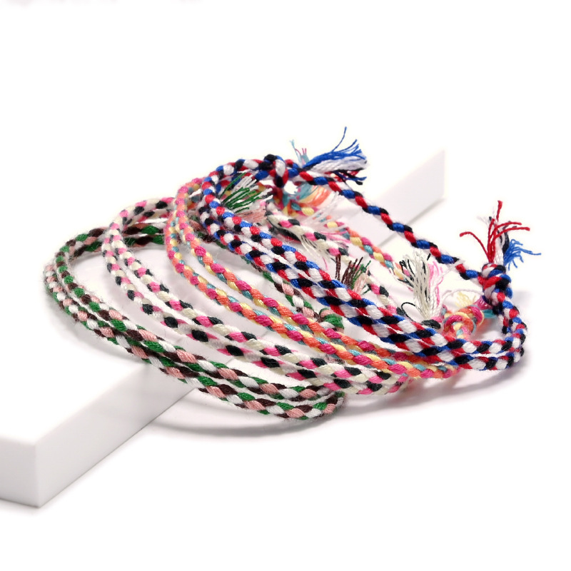 AAS Color Braided Cotton Cozy Handmade Rope Braided Bracelet Xizang Lucky Hand Rope Tassel Friendship Rope Bracelet