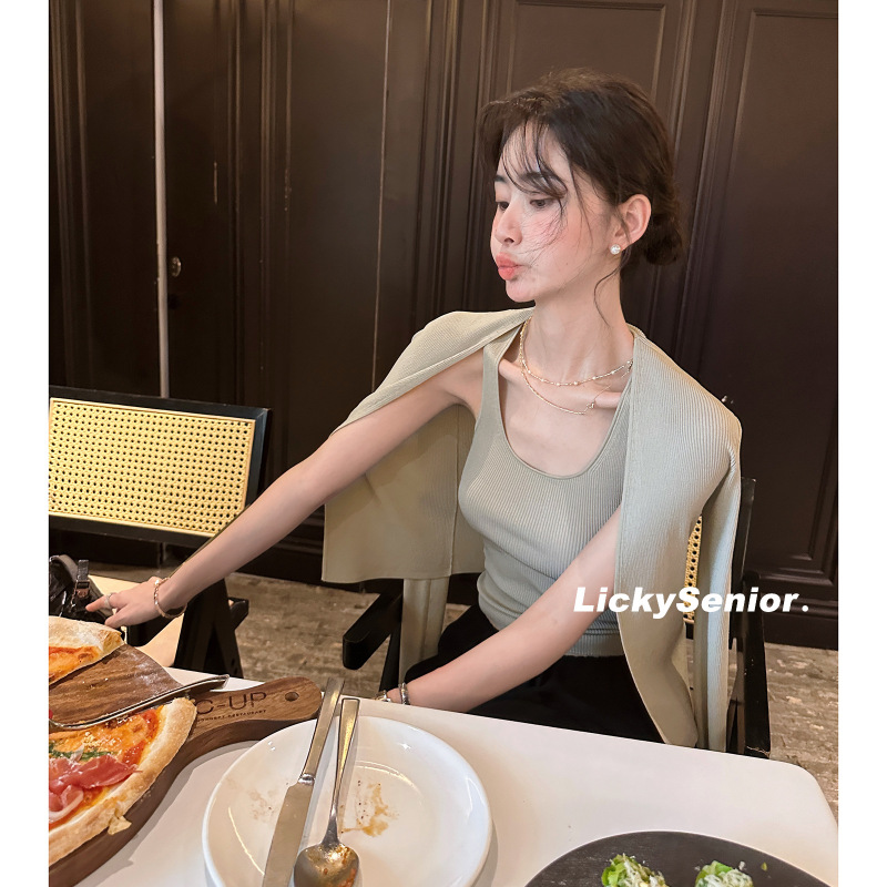 Zhengqite Clothing/Early Autumn/Acetate Series Women's Summer Vest and Cardigan Two-Piece Set
