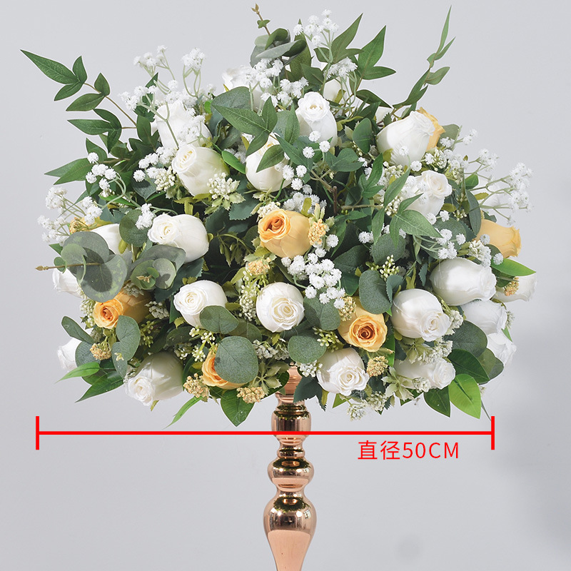 50cm 봄 새싹 꽃 공 - 흰색과 노란색