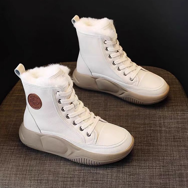 2024 Winter Neue Vielseitige Echtes Leder Kaninchen Fell Schnee Stiefel Für Frauen Mit Dicken Samt Kurze Stiefel, neue Hohe_voghion.com