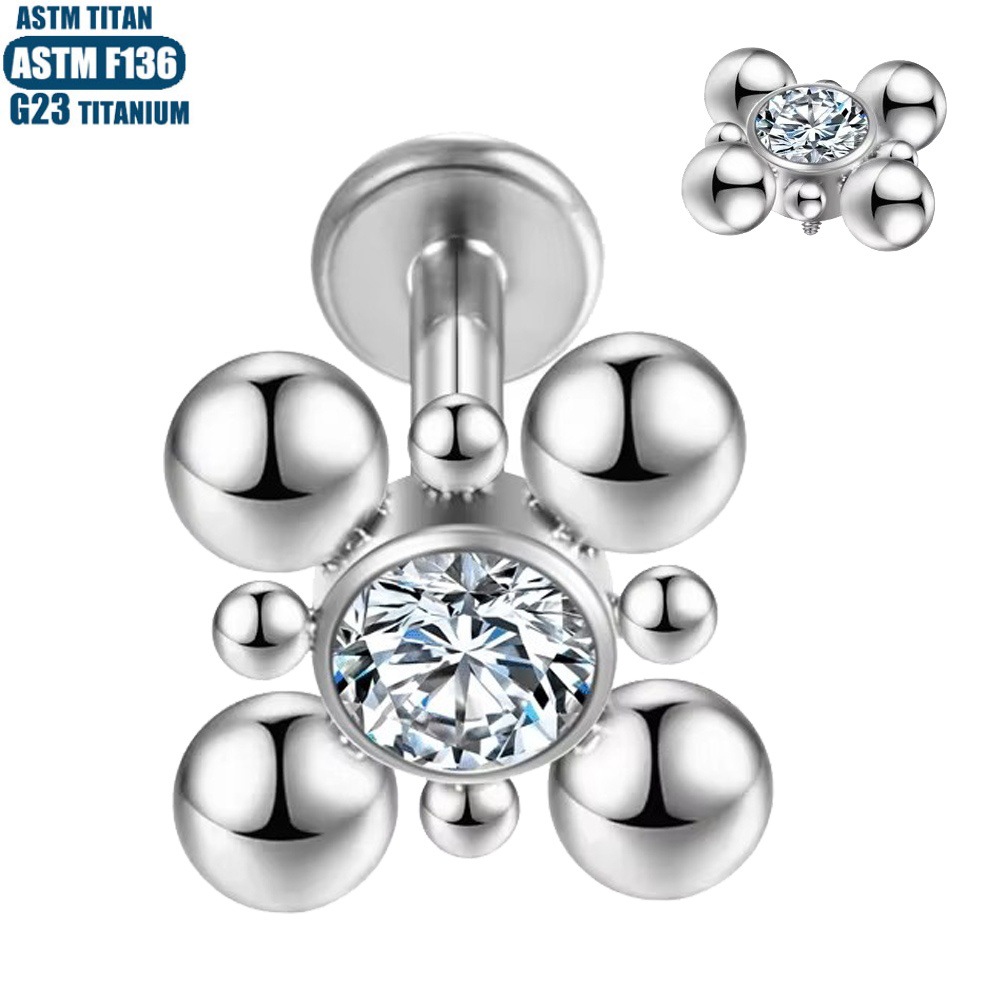 Labret stud lip piercing jewelry styling detail
