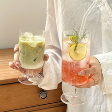 夏季ins风高脚果汁杯玻璃杯咖啡厅奶茶冷饮杯鸡尾酒饮品杯饮琴萱