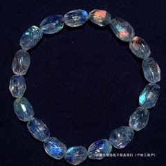 天然冰种马岛月光石玻璃体刻面随形手链彩月光石彩虹光手串惜洛