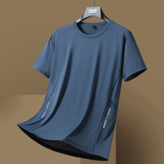 FICAKLON 夏速乾半袖通気性アイスシルク Tシャツラウンドネックルーズメッシュファッションカジュアルメンズ