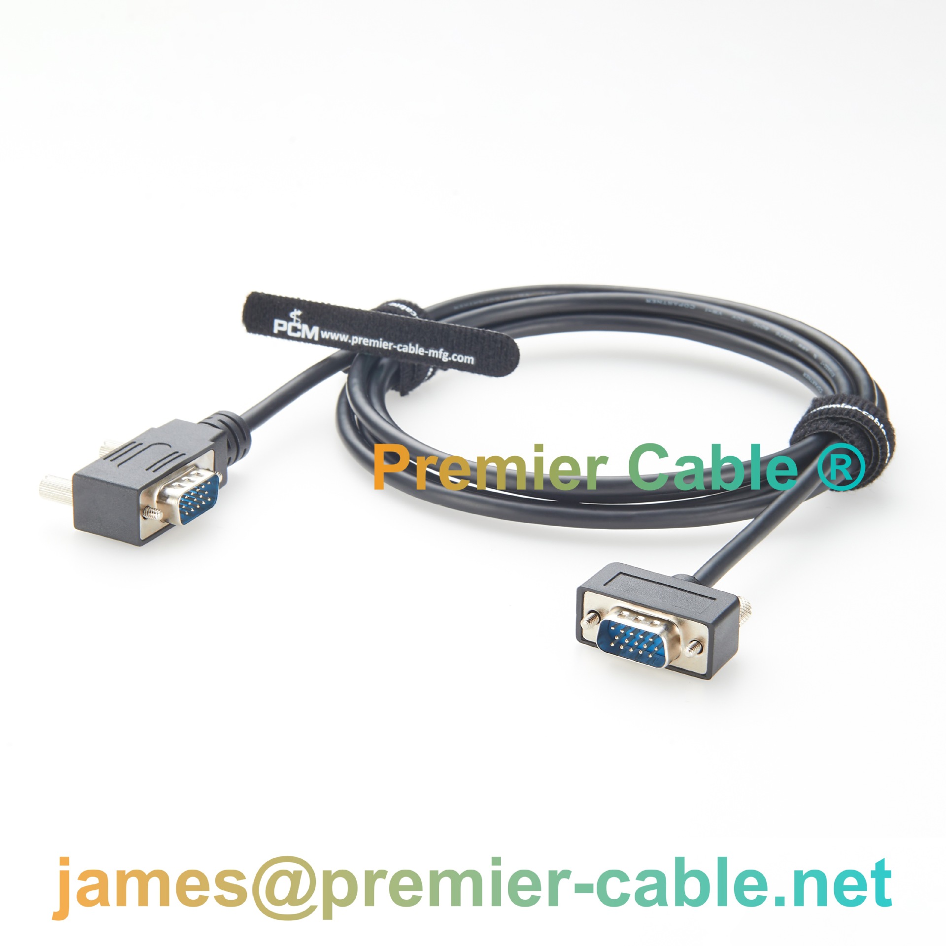 低剖面右弯HD15 VGA视频连接线 90度弯头15针D-Sub显示器线