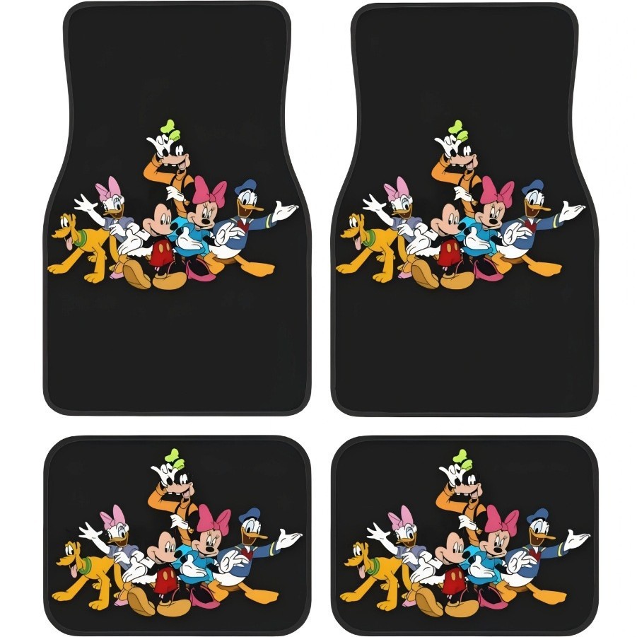 Cross-border Hot-selling Cartoon Mickey Car Mat Four-piece Dirt-resistant Easy-care Floor Mat Amazon Floor Mat for Hair