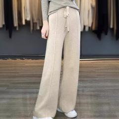 秋冬の新型100純ウールのワイドパンツの女性のニットはゆったりとしています。