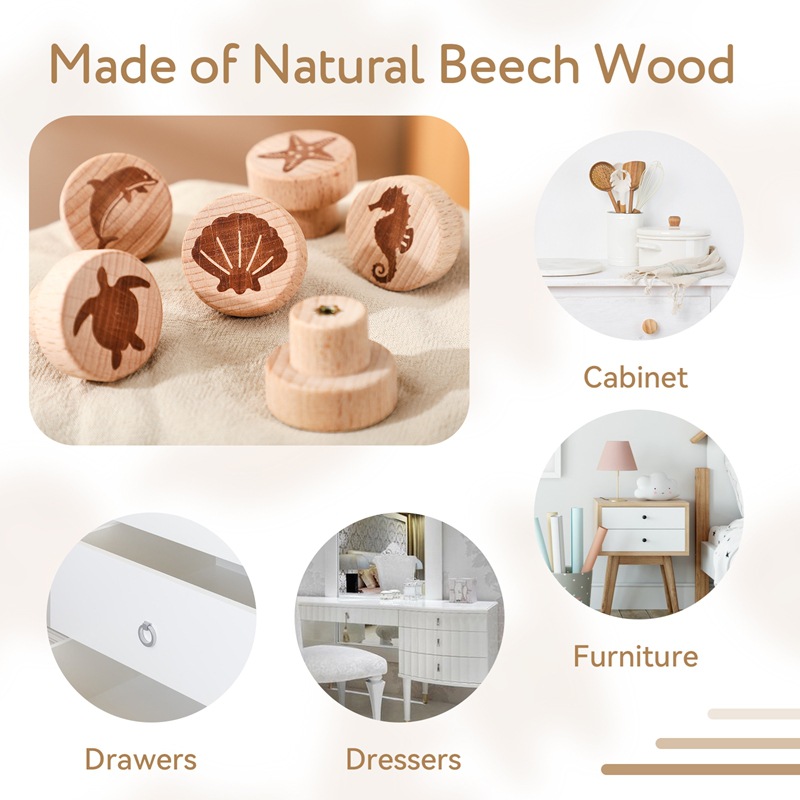 Amazon Cross-border retro animal impresión cajón manija madera mejoras para el hogar accesorios escritorio cajón juego de perillas