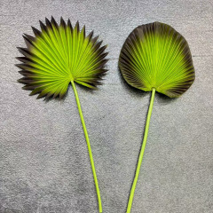 PU仿真棕榈叶蒲扇叶小款绿色秋色款婚礼造景小景观插花花材