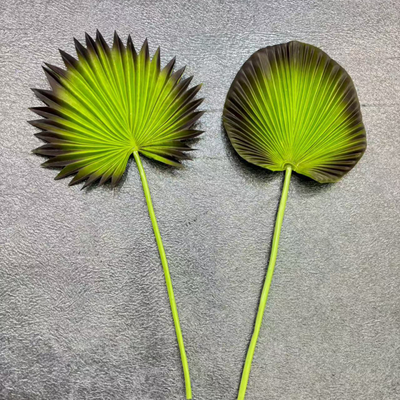 PU仿真棕榈叶蒲扇叶小款绿色秋色款婚礼造景小景观插花花材|undefined