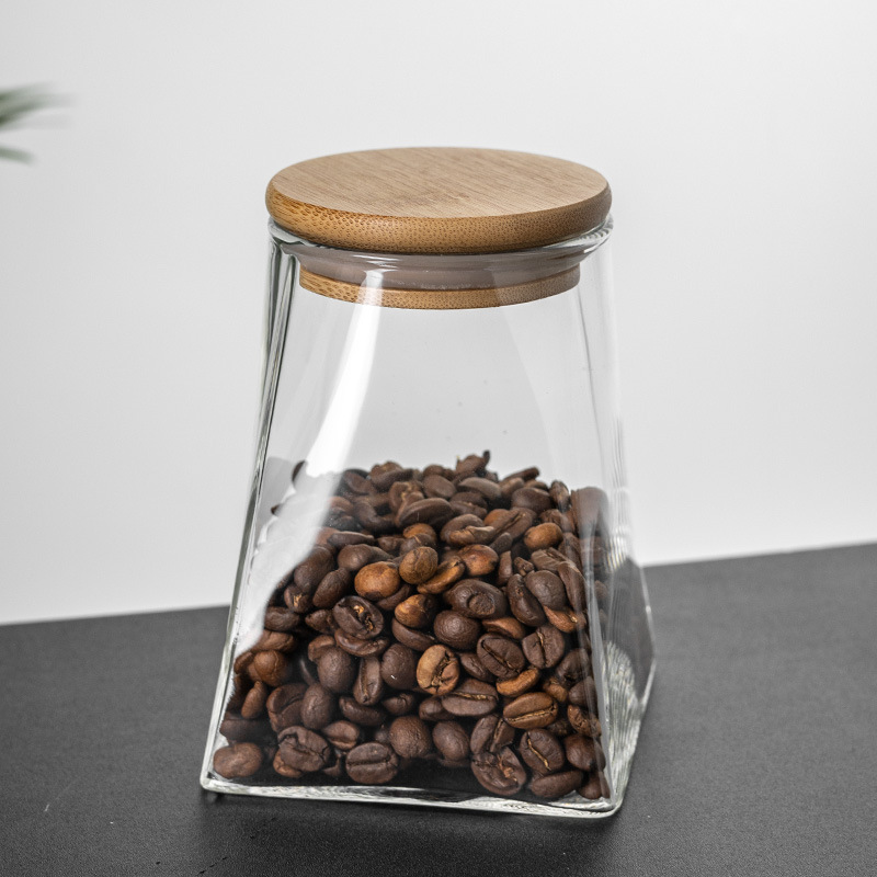 Frasco sellado de vidrio Cocina Comida pantalla almacenamiento tarro hogar grado alimenticio té tarro de café cuadrado
