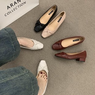 French Temperament Gentle Wind Late Shoes Lazy Slip-on All-match Commuter Milk Shoes Low Heel Shoes 2025 Spring