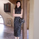 Spring and Summer 2025 New Cheongsam Tencel Fabric Double-layer Blue Printed Sleeveless Long Cheongsam Slim-fit Slimming Cheongsam
